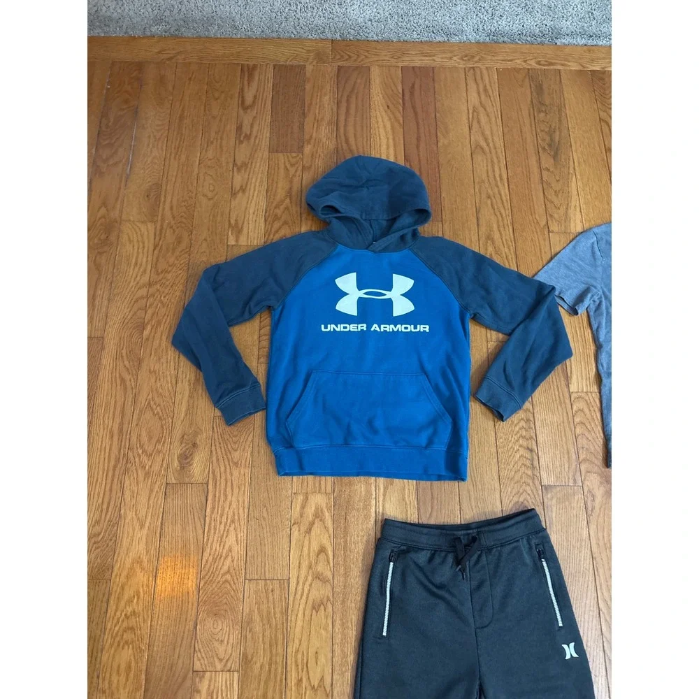 Kids Athletic Bundle Nike Under Armour Hurley 3 Brand Hoodies Tee Joggers 5pc L